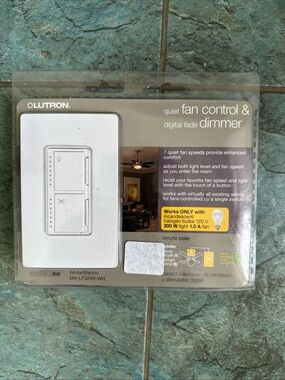 LUTRON MA-LFQHW-WH Maestro Quiet Fan Control & Dimmer Kit Canopy Module White